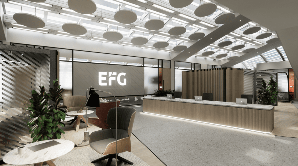 Modèle de bureau en 3D réalisé pour EFG International 