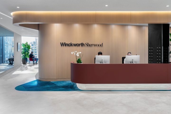 Reception area inside Winckworth Sherwood LLP offices by AIS.