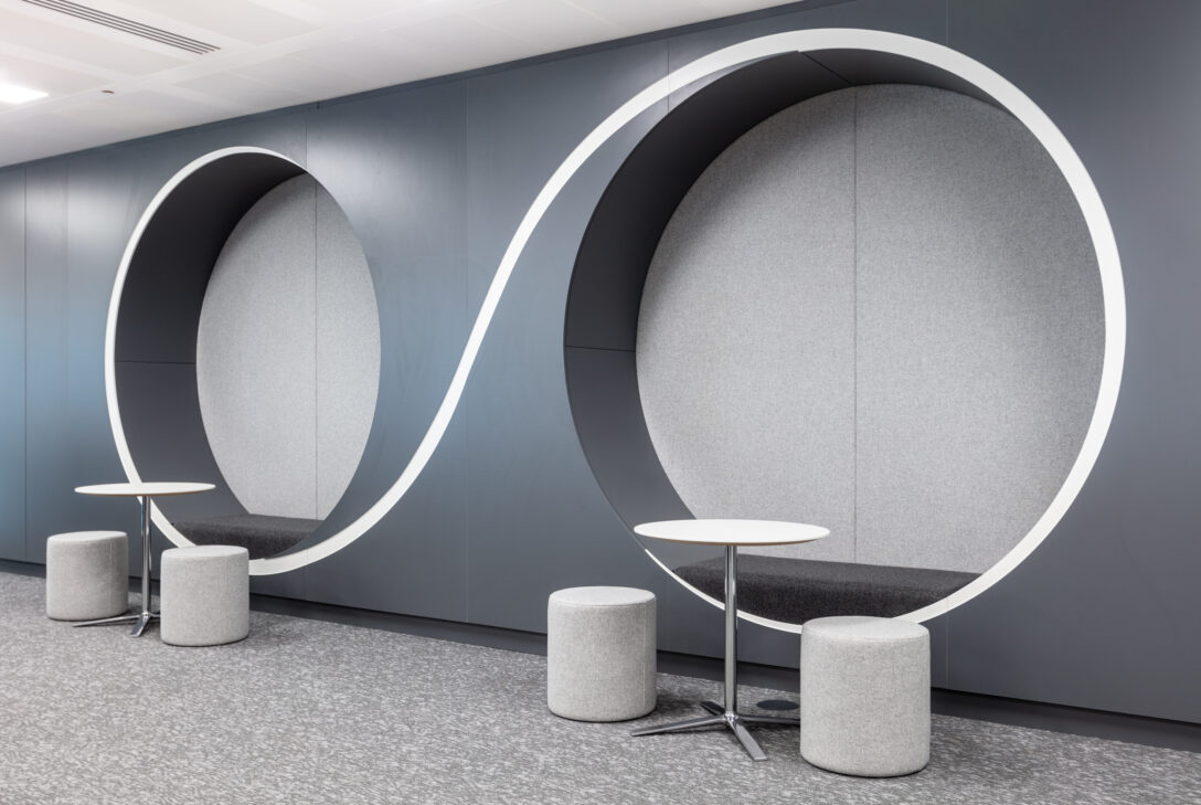 Circular booths in a modern deosgn